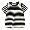 thumbnail image 1 of WEIGFI Toddler Baby Girls Boys T-Shirts Striped Casual Short Sleeve Clothes Crew Neck Comfort Summer Everyday Wear Sweet Beach Top,Black,18-24 Months, 1 of 6