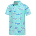 thumbnail image 1 of WEIGFI Toddler Boys Tee Shirts Shark Graphic Print Lapel Short Sleeve Comfort Summer Casual Daily Wear Cool Party Top,Sky Blue,13-14 Years, 1 of 3