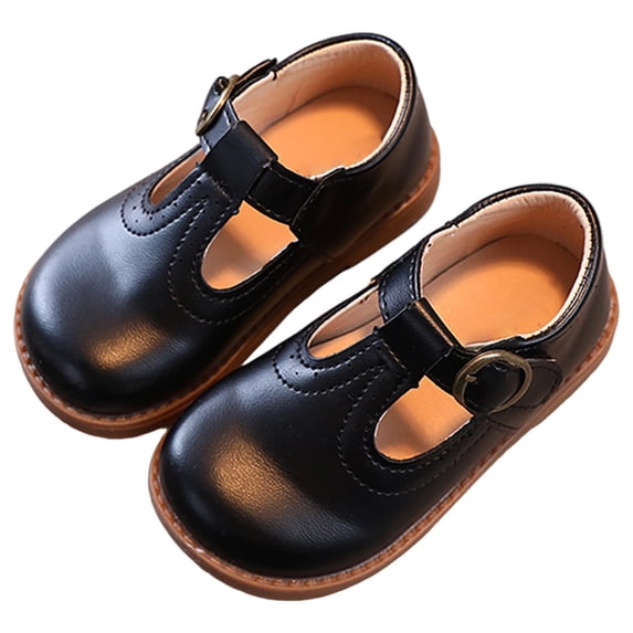 WEIGFI Toddler Kid Girls Sandals Closed Toe Soft Sole Mary Jane Gracy Ballet Dress School Birthday Flat Casual Daily Adjustable Strap Sweet Pool Slipper,Black,6-12 Months