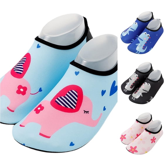 WEIGFI Toddler Kids Girls Boys Water Shoes Soft Sole Quick-Dry Beach Shoes Cartoon Print Lightweight Outdoor Sports Swim Pool Sneakers Camping Daily Comfort Footwear,Sky Blue,4.5-5.5 Years