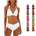 thumbnail image 1 of WEIGFI Women'S Bikini Sets 2 Piece Swimsuit Push Up Top And High Waist Bottom Halter Neck Cheeky Swimwear Solid Color Elegant Triangle Summer Pool Trendy Vacation Beachwear,White,M, 1 of 5