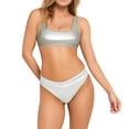 thumbnail image 1 of WEIGFI Women'S Bikini Sets 2 Piece Swimsuit Top And Triangle Bottoms Cheeky Swimwear Solid Color Spaghetti Strap Crew Neck Elegant Summer Pool Stylish Party Beachwear,Silver,XL, 1 of 7