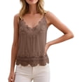 thumbnail image 1 of WEIGFI Women'S Vest Sleeveless Elegant Lace Trim Y2K V-Neck Solid Color Summer Casual Wear Comfort Stylish Street Tops,Coffee,One Size, 1 of 4