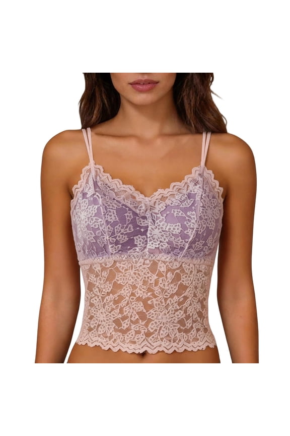 Women'S Vest Sleeveless Lace Backless With Removable Bra Slim Fit Spaghetti Strap Blouse Solid Color Summer Casual Comfort Stylish Beach Tops,Pink,M