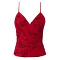 thumbnail image 1 of WEIGFI Women'S Vest Undershirts Basic Sleeveless Sequins Lace Y2K Blouse Slim Fit Spaghetti Strap Solid Color Summer Wear Casual Comfort Stylish Street Tops,Red,S, 1 of 2