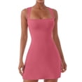 thumbnail image 1 of WEIGFI Womens Dress Summer Casual For Graduation Wedding Guest Dresses Solid Color Square Neck Wide Strap Bodycon Slim Fit Stretch Fashion Daily Wear Trendy Holiday Sundress,RD1,XXL, 1 of 5