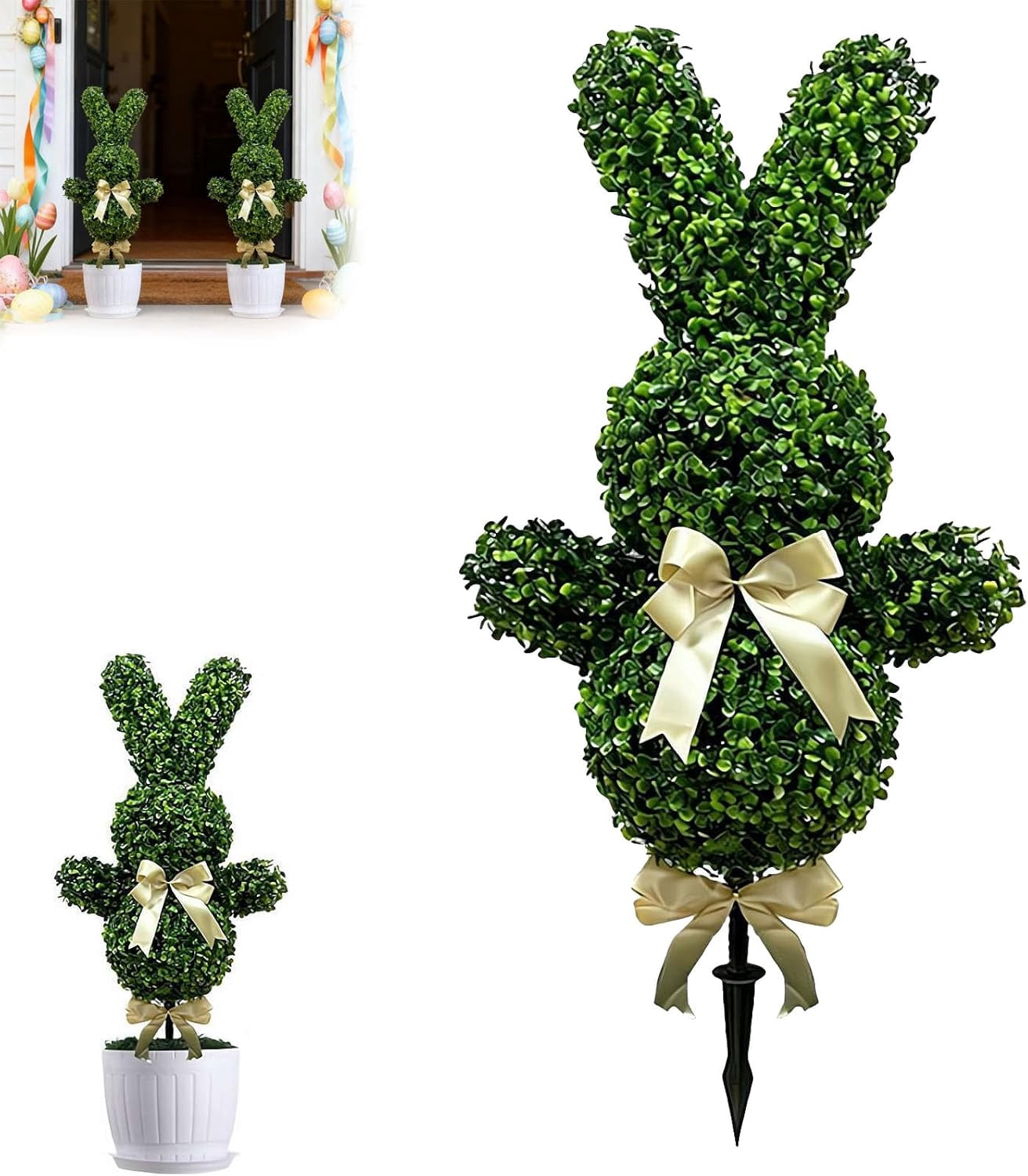 WEIH Artificial Topiary Bunny-Shape Boxwood Ball,35.4'' UV-Resistant ...