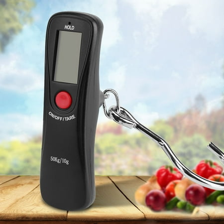 WEIHENG Digital LCD Luggage Scale 110 lbs / 50 kg Portable Electronic Handheld Travel Hanging Weighing Scale, Black