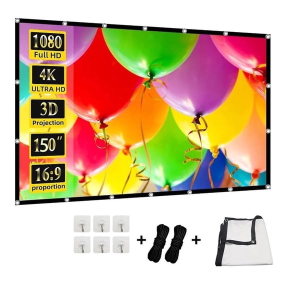 WEIJIEMING Projection Screen 120 Inch Wall Mount Projector Screen, White, GMD120, New, 1 Count