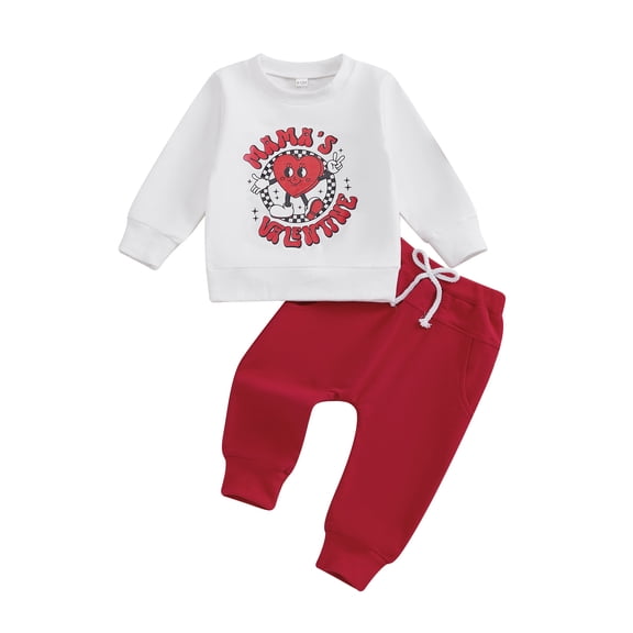 WEIKBMOL 2Pcs Toddler Baby Boy Valentine’s Day Clothes 6M 1T 2T 3T 4T Kids Boy Casual Spring Outfits Long Sleeve Sweatshirt  Long Pants Set
