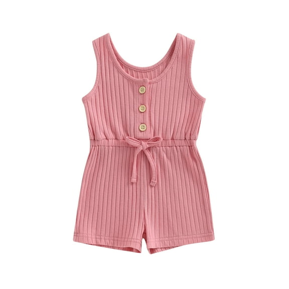 WEIKBMOL Toddler Baby Girl Summer Clothes 6M 1T 2T 3T 4T Sleeveless Ribbed Knitted Jumpsuit Shorts Overalls Baby One Piece Outfit