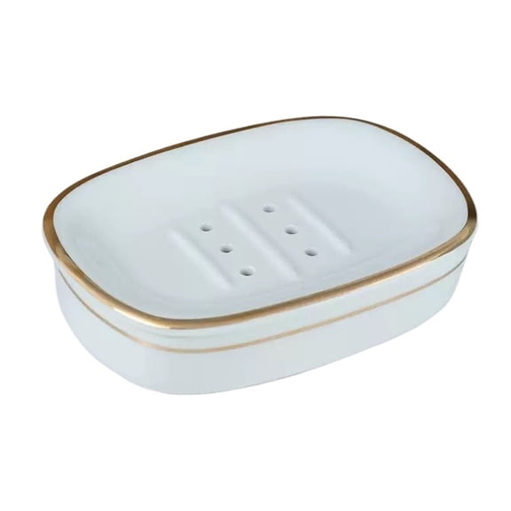 WEIKE Double-layer ceramic soap tray, automatic draining, easy to clean, bathroom home use