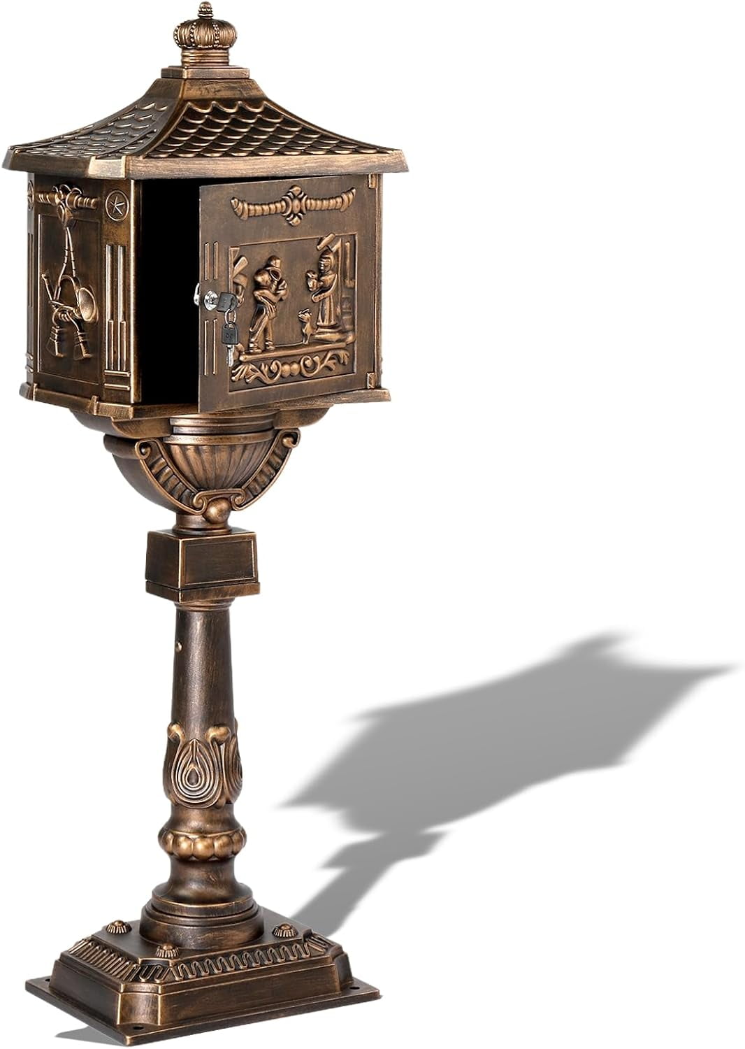 WEIKE Mailboxes for Outside with Post, Large Mailbox with Lock and Key