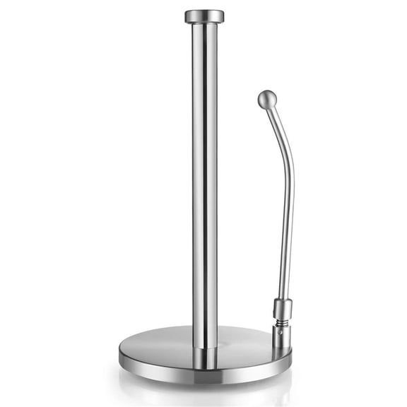 WEIKE Stainless steel vertical paper towel holder with adjustable spring arms and weighted base