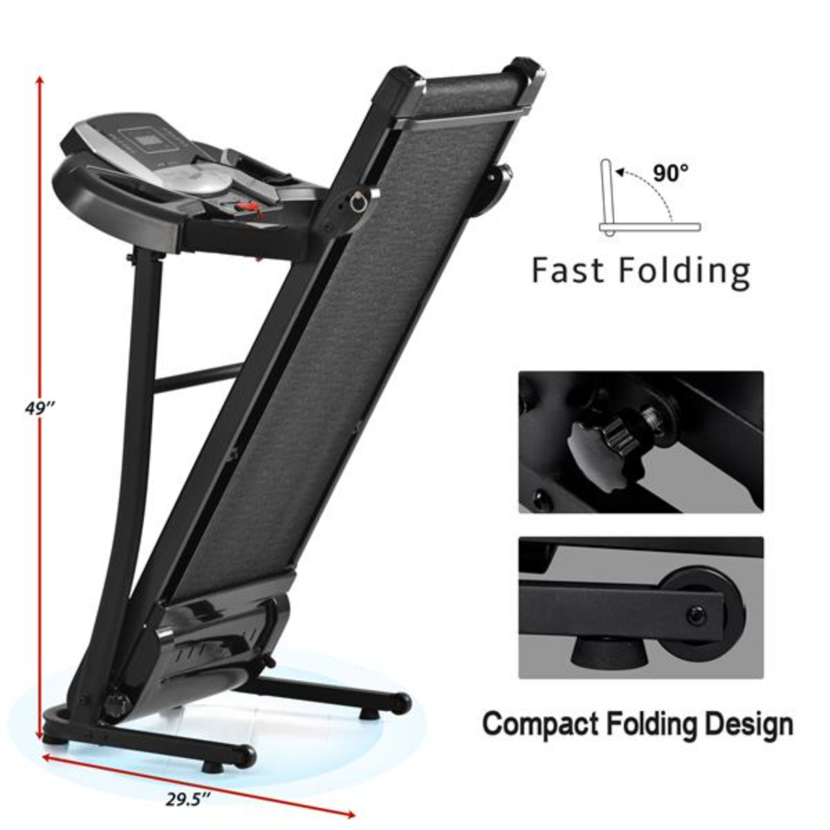 WEILAI Folding Treadmill Electric Running Machine 2.5HP Motor 300LBS Weight Capacity Walking