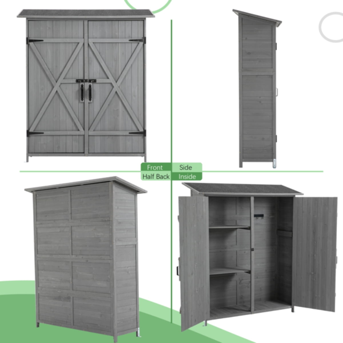 WEILAI Outdoor Storage Shed with Lockable Door Wooden Tool Storage Shed