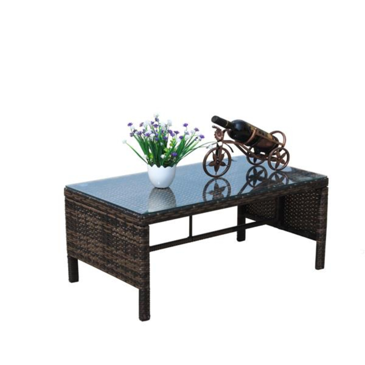 WEILAI Outdoor patio Furniture 1 Coffee Table with clear tempered glass