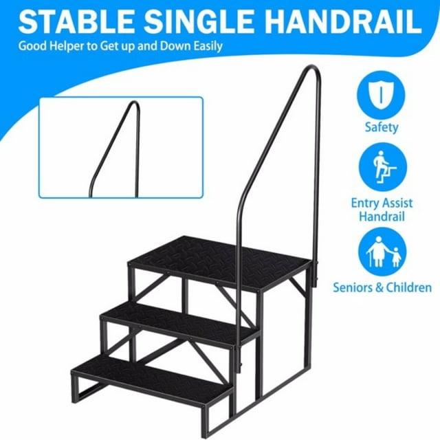 WEILAI RV Step Stool 3 Step Ladder Hot Tub Steps with Handrail Portable