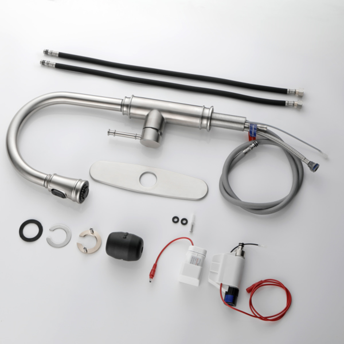 WEILAI Single Handle High Arc Pull Out Kitchen Faucet Single Level