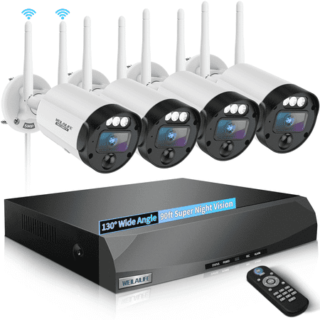 ?90ft Super Night Vision? Outdoor Wireless Security Camera System, Wireless Cameras for Home Security, WiFi Video Surveillance, Home Security Cameras Systems