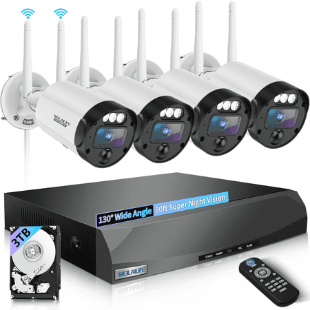 ?90 Days Storage? Outdoor Wireless Security Camera System, Wireless Cameras for Home Security, WiFi Video Surveillance, Home Security Cameras Systems