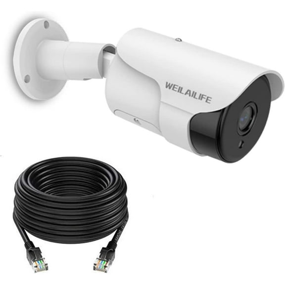 WEILAILIFE Extended PoE 4K/8MP Wired Surveillance Two-Way Audio IP Camera with 60FT Network Cable