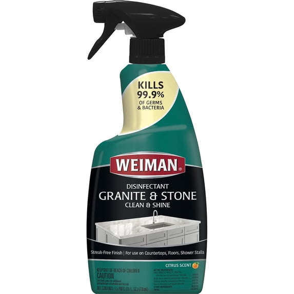 New Weiman Granite Cleaner & Polish, Citrus Scent, 6 Trigger Spray Bottles , Each