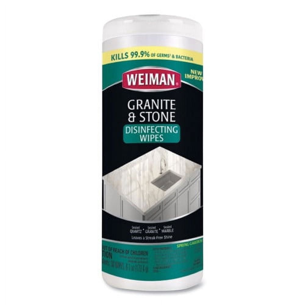 WEIMAN Granite and Stone Disinfectant Wipes, 1Ply, 7 x 8, Spring