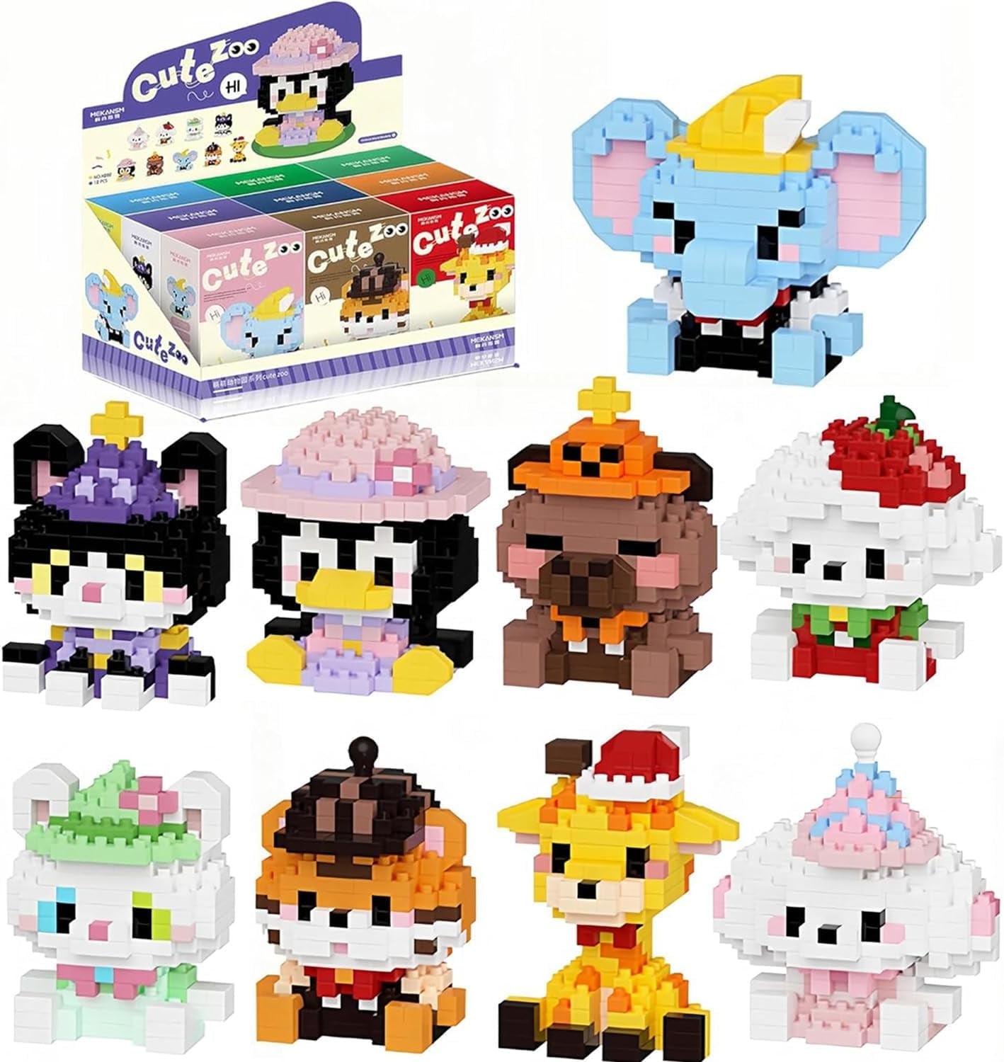 WEINIYA Mini Animals Building Block Sets, 9 Style Cute Miniature Dog ...