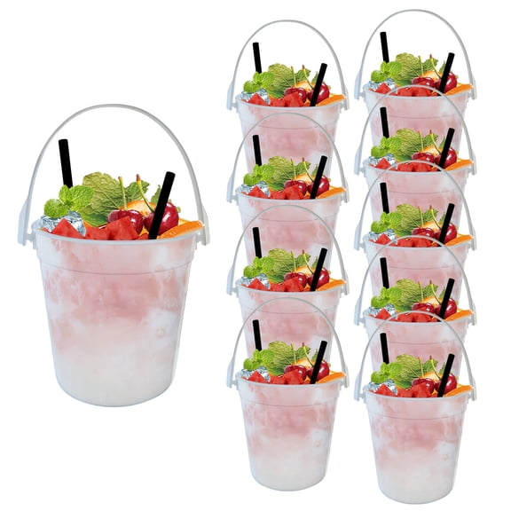 WEIOUKC 10-Pack Rum Buckets for Drinks, 32oz Rum Buckets with Handles, for Drinks Smoothies & Ice, Stackable Party Cups for Bar Beach Outdoor