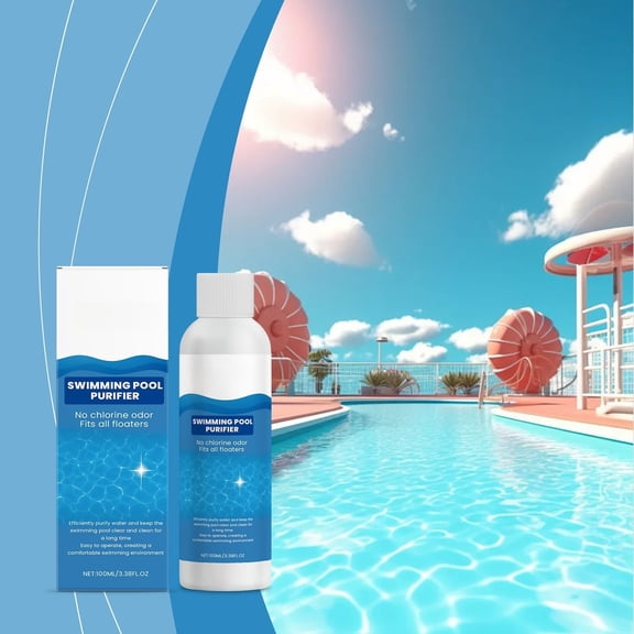 WEIOUKC 100ml Swimming Pool Purifier,Pool Purifier,Pool Clarifier,Quick-Dissolving Pool Purifier Liquid for Clear & Odorless Water, Removes Dirt & Impurities
