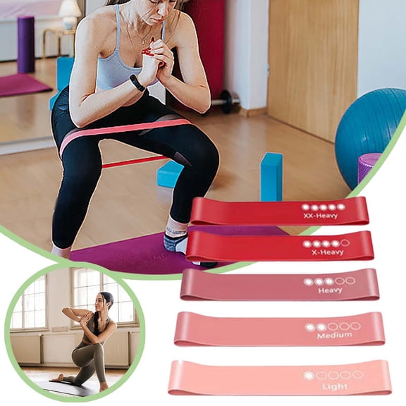 WEIOUKC 5-Pack Latex Resistance Bands with 5 Resistance Levels, Non- Exercise Loops for Home Gym Yoga, Pilates, Lifting and Leg Training, Portable Workout Bands with Storage Bag