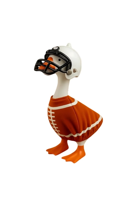 7-Inch Desk Goose with Rugby Dress, Mini Porch Goose Statue, Cute Desktop Ornament with Keychain, Cloth Art Home & Office Decor