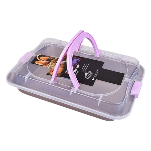 WEIOUKC Baking Pan with Lid and Handle, Non-Stick Jelly Roll Pan, Wide Handle Cake Roasting Pan for Oven Freezer Storage