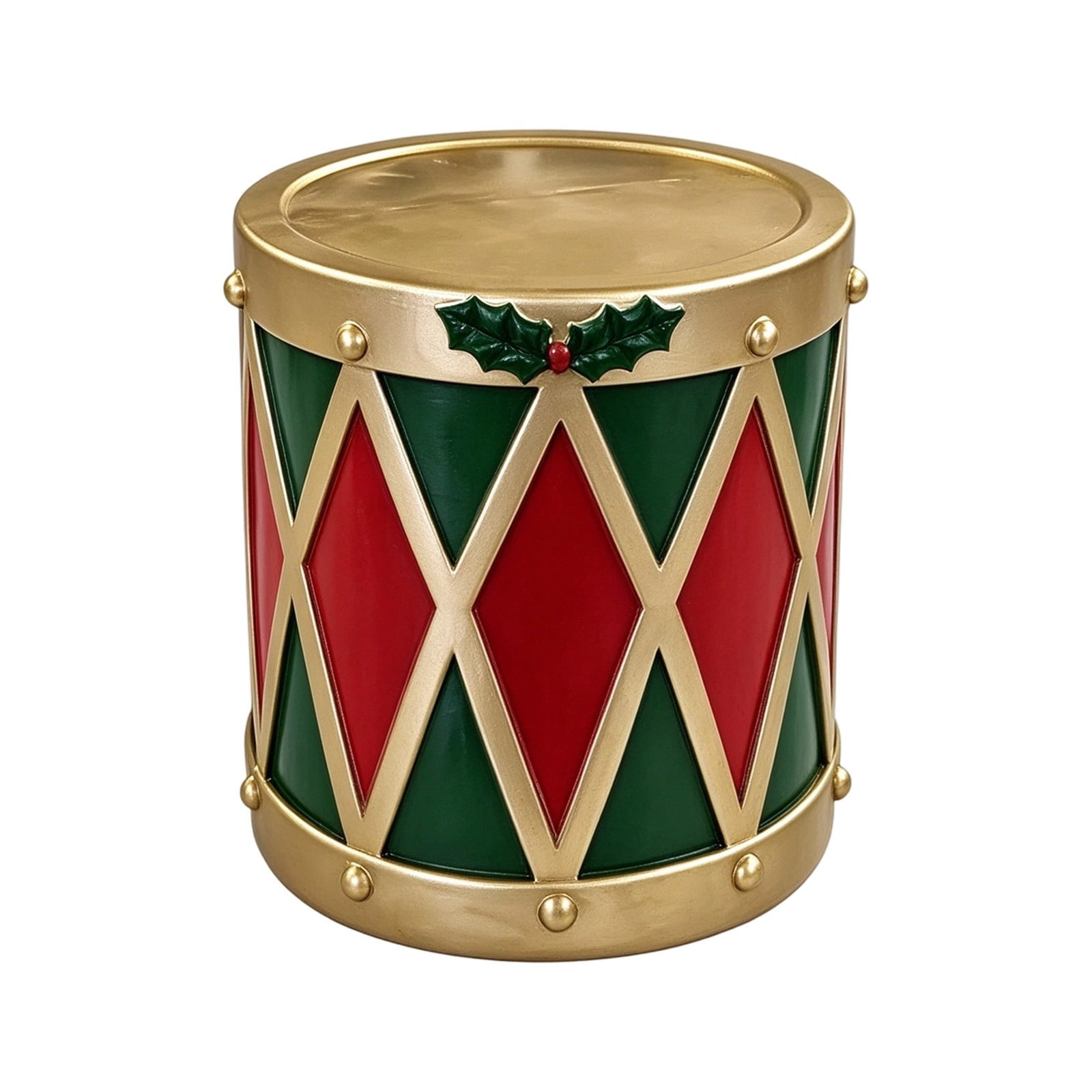 Barrel Stacker WEIOUKC Christmas Drum Decoration, Red Green Gold Stacked Drum Ornament ...
