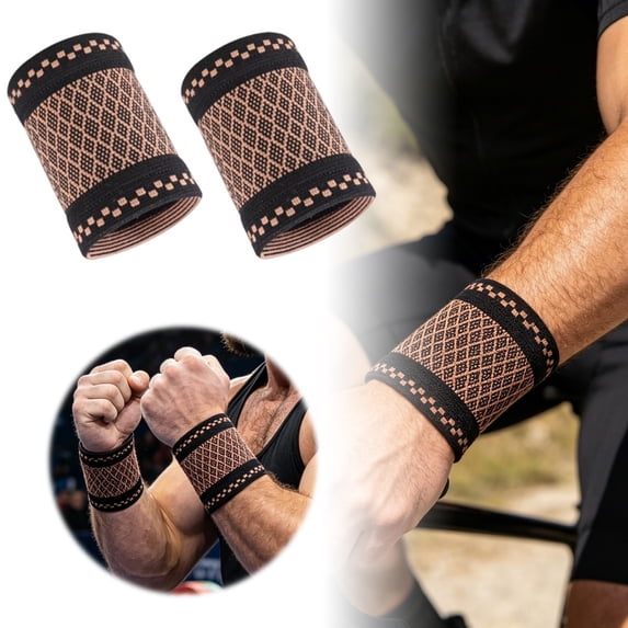 WEIOUKC Copper Wrist Compression Brace, Elastic Wrist Support Sleeve Wrist Braces, Breathable Compression Wrap for Gym, Carpal Tunnel & Athletic Recovery