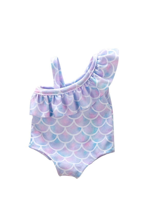 Cute One-Piece Swimsuit for 18-Inch Dolls, Handmade Cotton Doll Clothes Accessory, Machine Washable Pretend Play Outfit for Little Ones