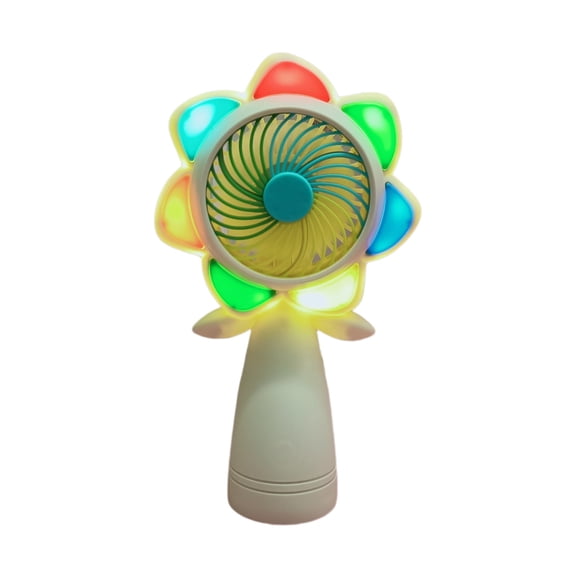 WEIOUKC Cute Sunflower Shape USB Rechargeable Handheld Mini Fan, Colorful Rainbow Petal Portable Personal Cooling Fan, Compact Quiet Small Desk Fan for Office Home Outdoor Travel Summer Gift Light