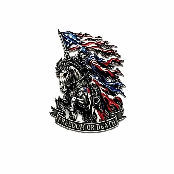 WEIOUKC Freedom or Metal Skeleton Emblem 3D Pattern Badge for Truck SUV RV Vehicle Tailgate, Patriotic Gothic Motorcycle Emblem with Enamel Finish and Easy Peel and Stick Installation