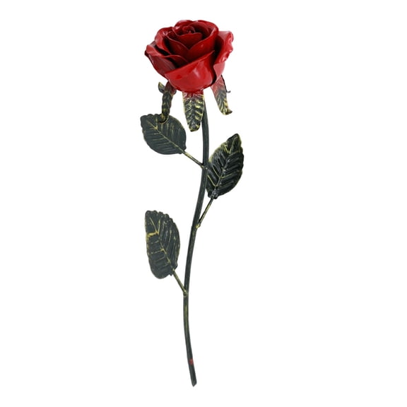 WEIOUKC Hand Forged Wrought Iron Rose, Romantic Metal Gift of Everlasting Love, Rustic Handcrafted Flower Decoration for Anniversary Wedding Birthday Surprise for Her Him
