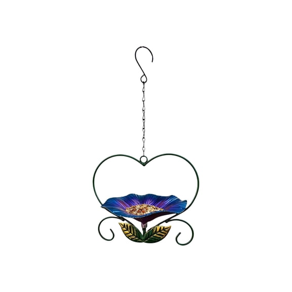 WEIOUKC Hanging Bird Feeder, Platforms Bird Feeder for Outside, Heart & Floral Design Metal Wild Bird Feeder,Yard Patio Decoration, for Attracting Birds
