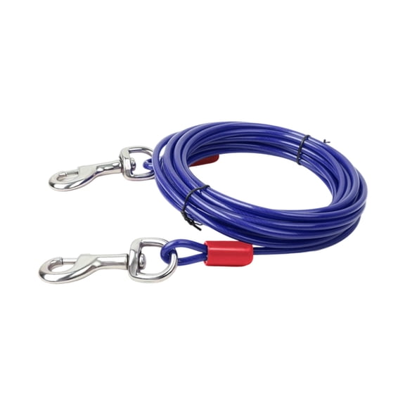 WEIOUKC Heavy Duty Steel Wire Dog Leash with Double Hook,Chew Resistant Pet Tether for Small Medium Dogs, 3ft Length for Outdoor Training & Secure Walking