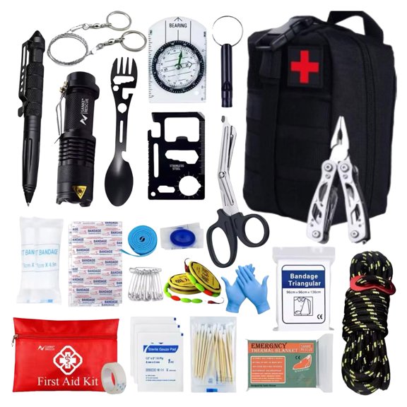 WEIOUKC Military Medical First Aid Kits, 72-Hour Emergency Survival First Aid Kit,Bleeding Contral Emergency Survival Bug Out Bag,Nylon Complete 24-in-1 Trauma Bag for Camping, Hiking & Travel