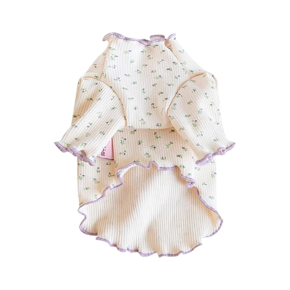 WEIOUKC Pet Clothes for Small Medium Dogs Cat Flower Prints Dog Shirts Long Sleeve Ruffle Puppy Clothes Dog Pajamas for Chihuahua Shih Tzu Yorkie