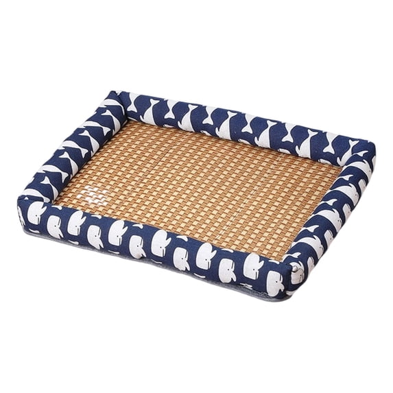 WEIOUKC Pet Cooling Mat for Dogs Cats, Summer Rattan Woven Cooling Bed, Breathable Anti- Bottom Pet Cooling Pad,for Dogs & Cats, Washable Non- Square Rattan Bed with Edge