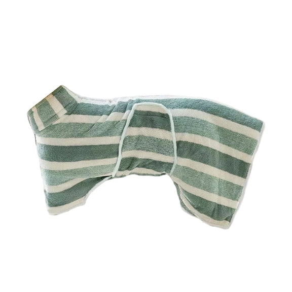 WEIOUKC Quick-Drying Dog Bathrobe with Adjustable Belly Band, Super Absorbent Striped Towel Robe for Cats and Dogs, Soft Coral Dressing Gown for After Bath, Machine Washable Pet Drying Coat