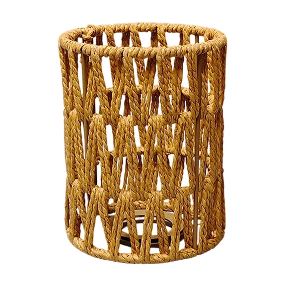 WEIOUKC Rattan Lamp Shade,Retro Small Wicker Lamp Shade Replacement, Boho Woven Pendant Light Lampshade Cover for Floor & Chandelier