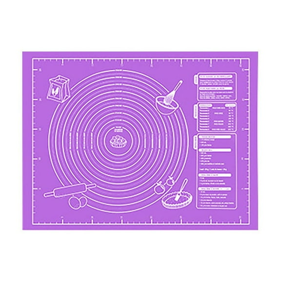 WEIOUKC Silicone Baking Mat with Measurements,Non-Stick Pastry Mat,Purple Non- Dough Rolling Sheet for Pastry, Bread, Cookies, Pizza, Fondant, Pasta