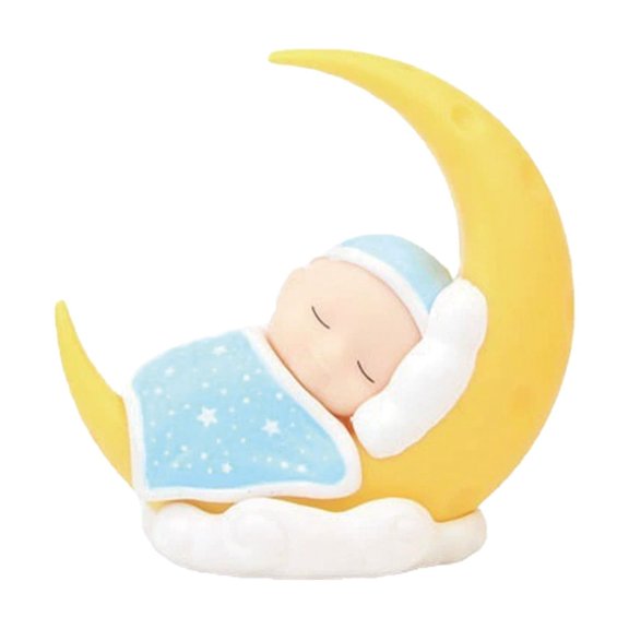 WEIOUKC Sleeping Baby Moon Cake Topper, Mini Resin Figurine for Birthday Party Baby Shower Gender Reveal Decor, Cute Nursery & Car Ornament