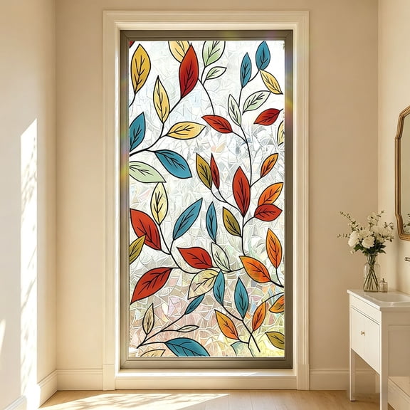 WEIOUKC Stained Vintage Sunroof Decal for Car,Floral Stained Glass Sunroof Decal – Static Cling Window Privacy Film, Decorative Sticker for Living Room, Car Sunroof